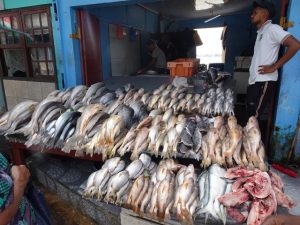 centrale markt vis kraam Paramaribo